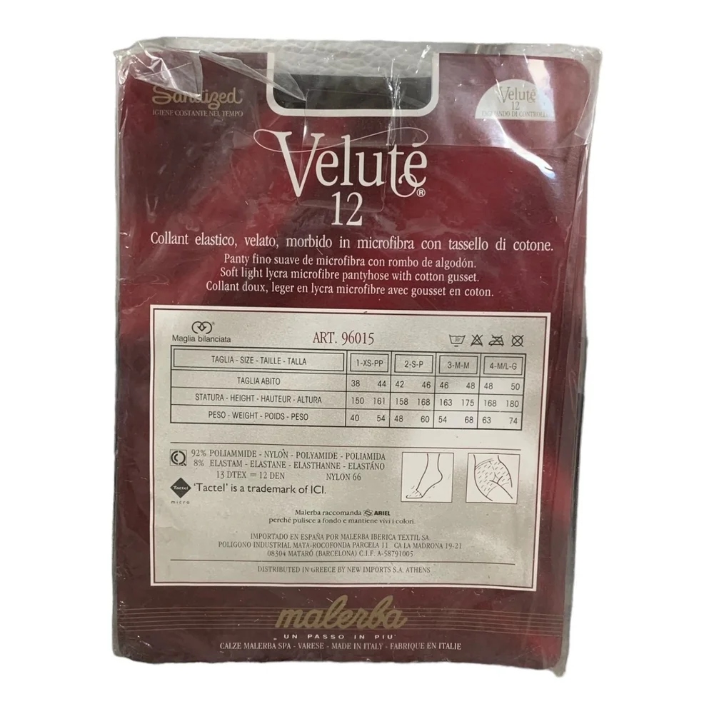 Vintage Velute Soft Light Lycra Microfibre Pantyhose Brown Sz 2 Italy Cotton NIP